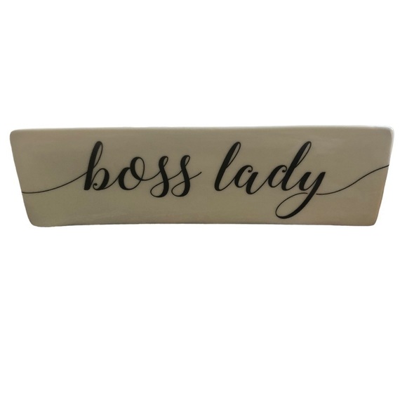 Boss Lady Double Sided Paperweight Black on White Office Envy 7.05X1.8X1.54 - Picture 1 of 2